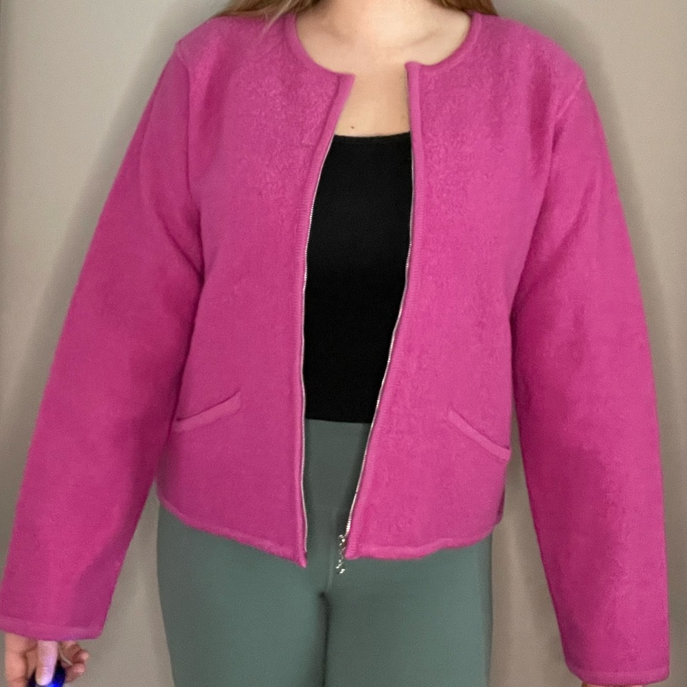 Vintage Pink Zip Up Cardigan